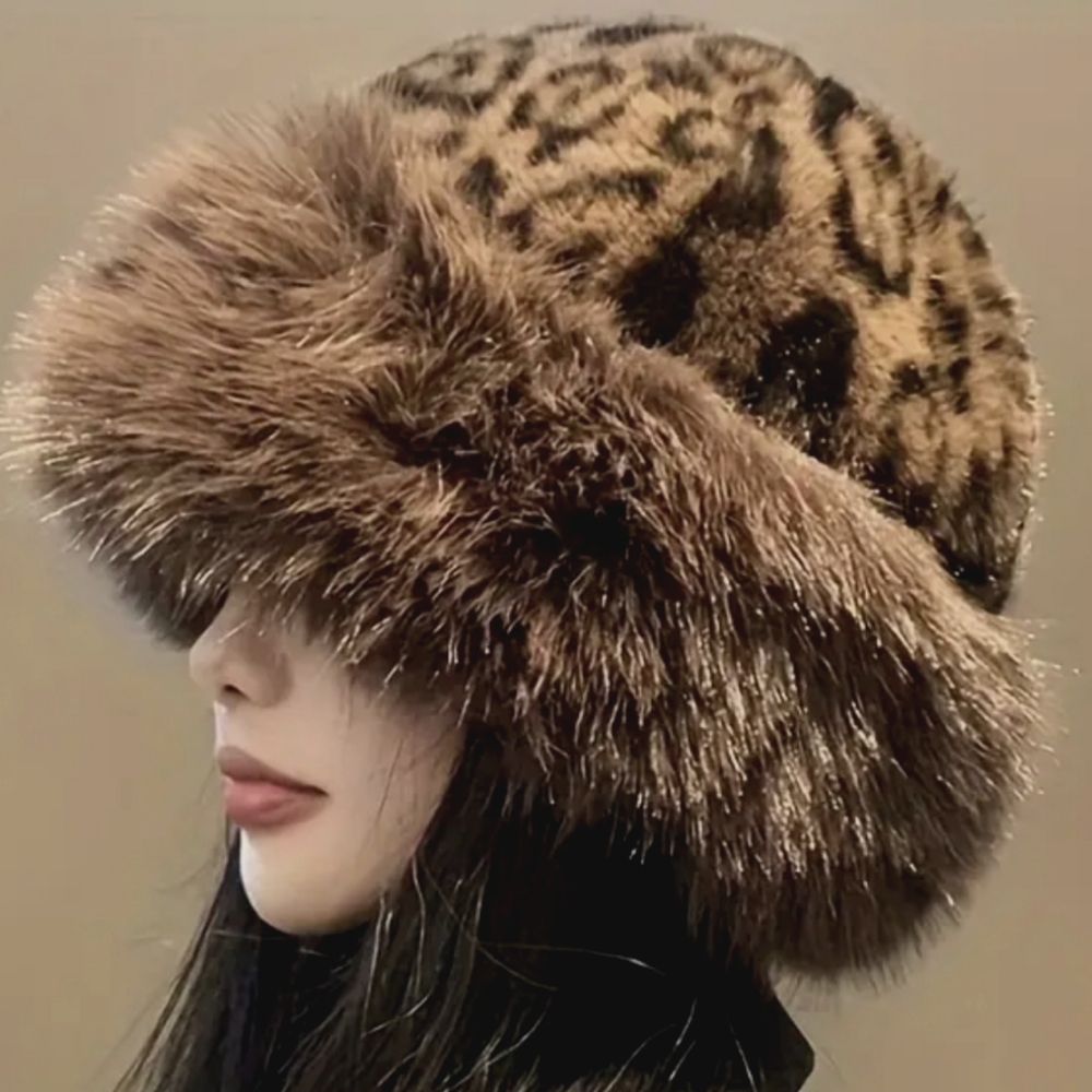 Beloved Millinery Leopard Print Fabulous Warm Faux Fur Winter Bucket Hat